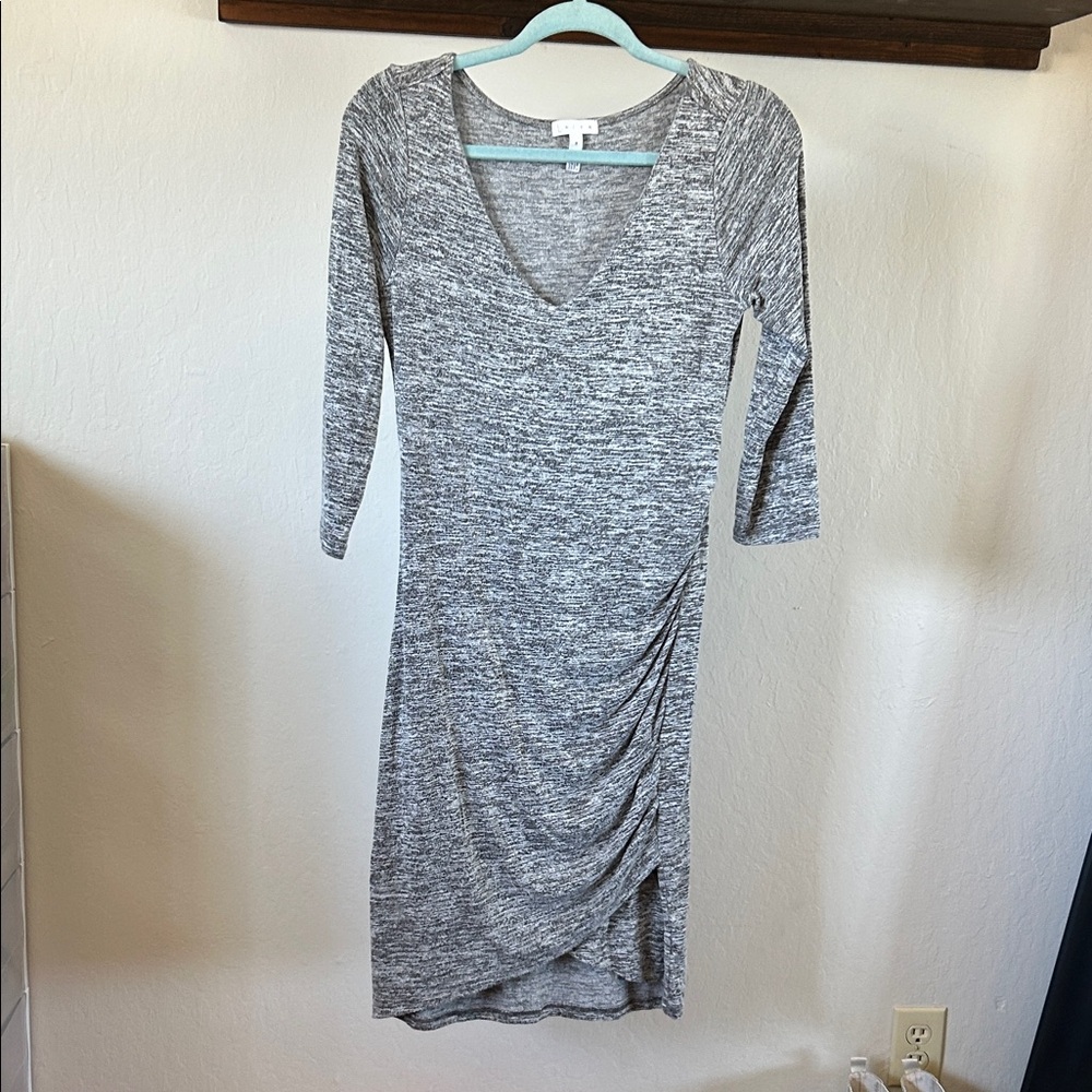 Leith Heathered Gray Long Sleeve Dress